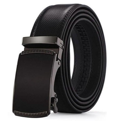 Barbados Men's Solid Buckle Leather Belt with Automatic Ratchet