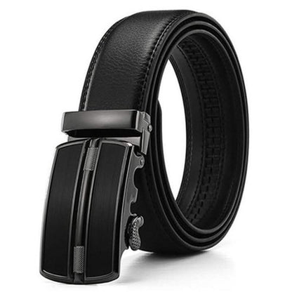 Barbados Men's Solid Buckle Leather Belt with Automatic Ratchet