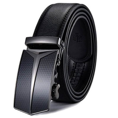 Barbados Men's Solid Buckle Leather Belt with Automatic Ratchet