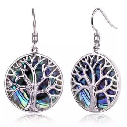 BARZEL Tree Of Life Drop Earrings with Abalone Pearl