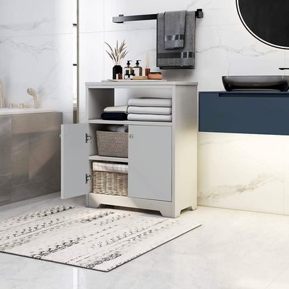Bathroom Storage Cabinet with Two Doors and Adjustable Shelves