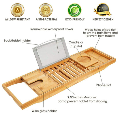 Bathtub Caddy Tray Crafted Bamboo