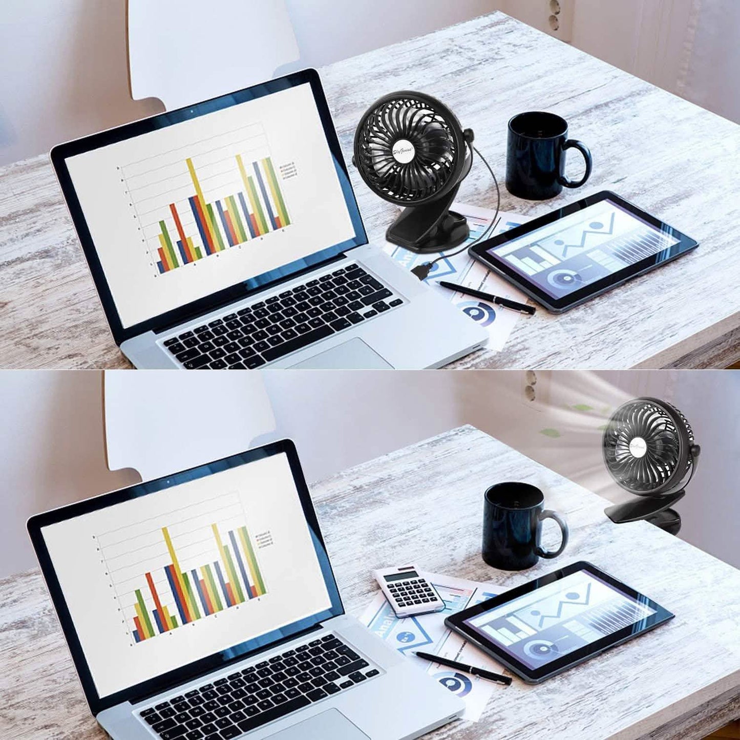 Battery Operated Clip on Mini Desk Fan