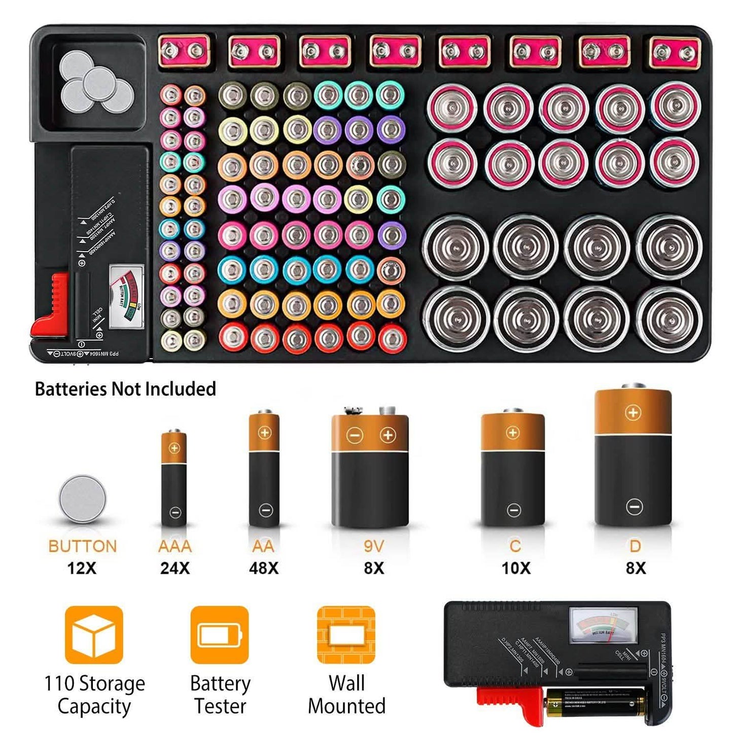 Battery Organizer Storage Case