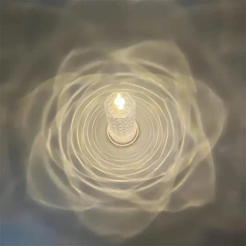 Battery-Powered LED Candle Lamp With Rose Pattern Refraction Halo Projection