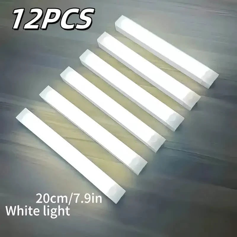 12-Pack: White LED Motion Sensor Cabinet Lights – Magnetic, USB Rechargeable, Detachable for Indoor Use