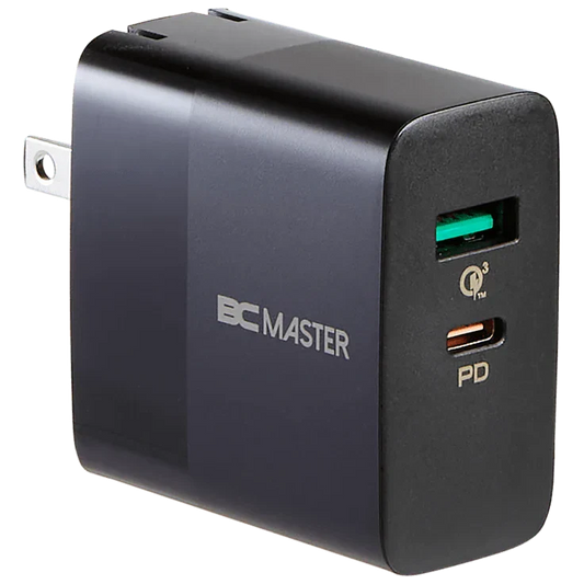 BCMASTER 2-Port Wall Charger 30W USB-C PD and 18W USB-A