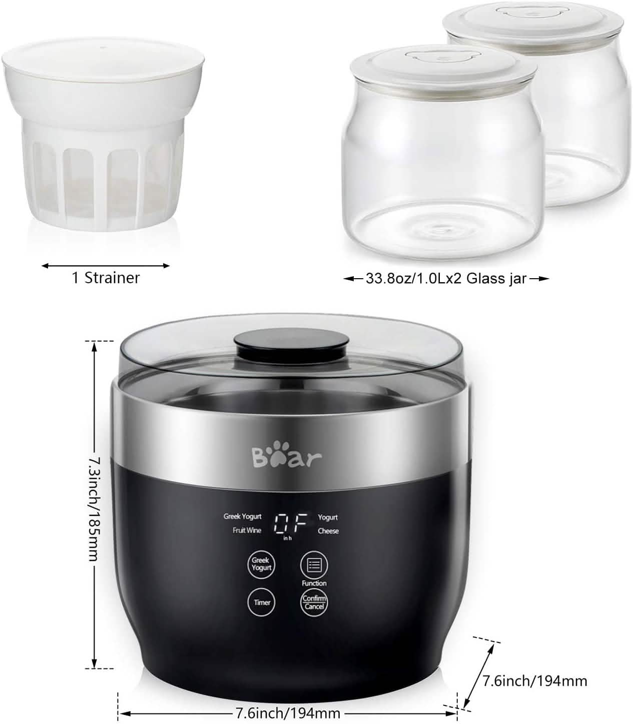 Bear Yogurt Maker Machine with Stainless Steel Inner Pot