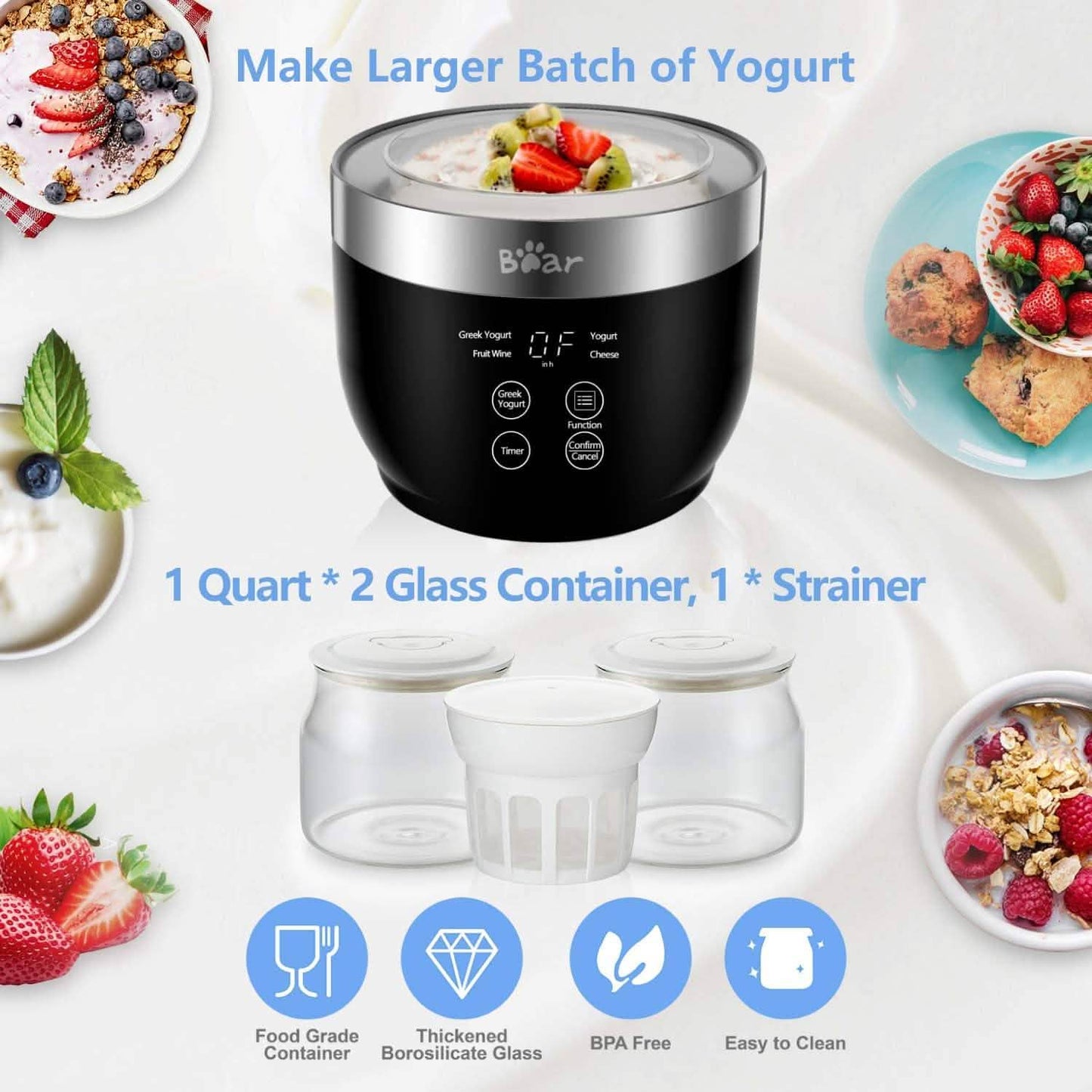 Bear Yogurt Maker Machine with Stainless Steel Inner Pot