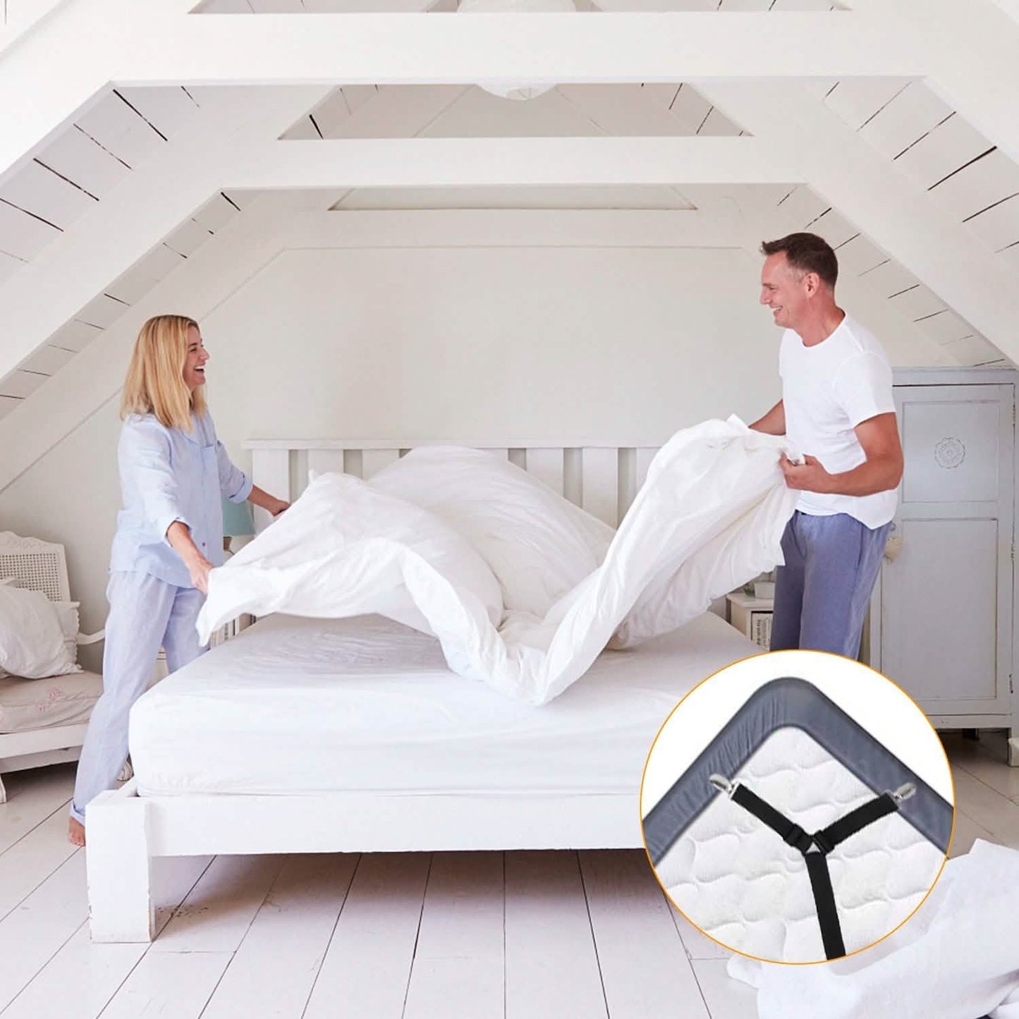Bed Sheet Fasteners Adjustable Crisscross Elastic Sheet Suspenders