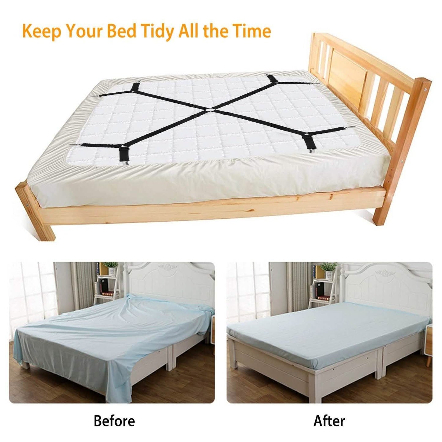 Bed Sheet Fasteners Adjustable Crisscross Elastic Sheet Suspenders