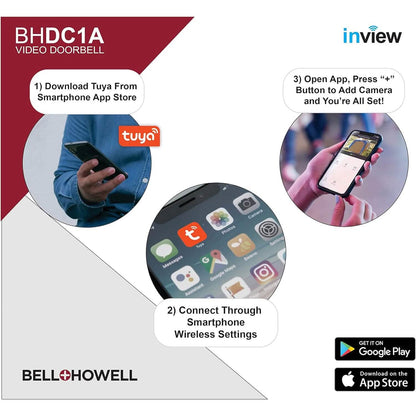 Bell+Howell InView BHDC1 1080p Door Bell Camera + BHCH1A Chime Kit (White) (Refurbished)