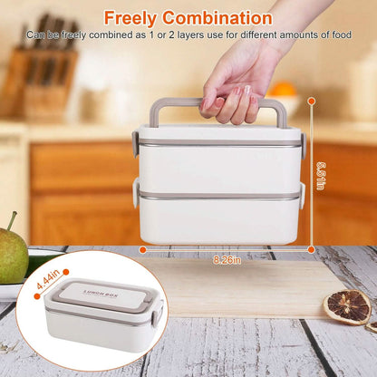 Bento Lunch Box 3 Stackable Food Container with Chopsticks and Spoon