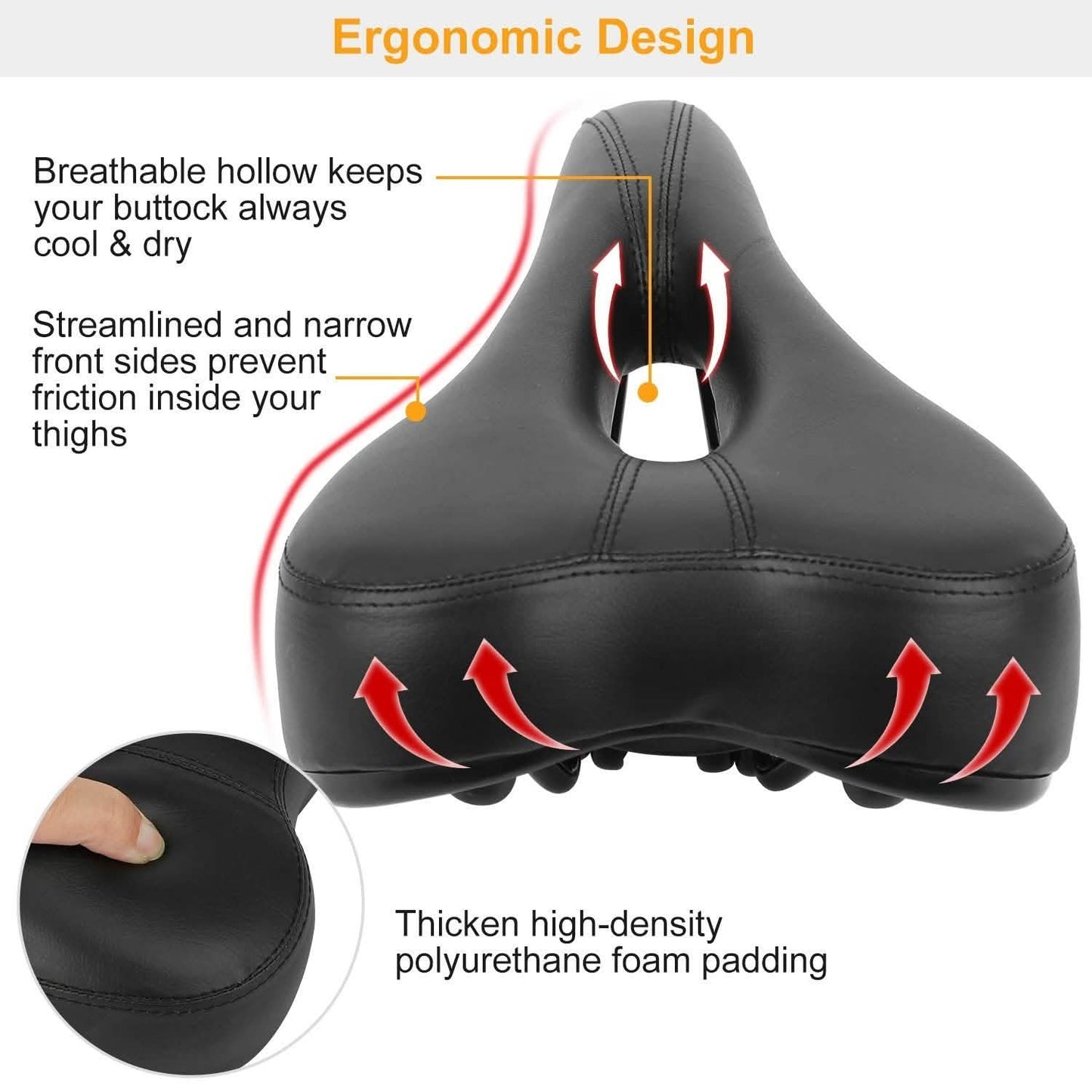 Bicycle Padded Saddle Wear Resistant Hollow Leather Seat Cushion