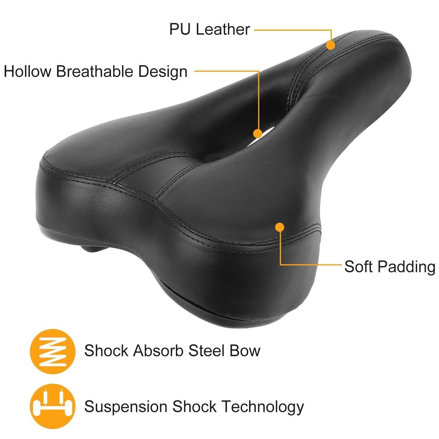 Bicycle Padded Saddle Wear Resistant Hollow Leather Seat Cushion