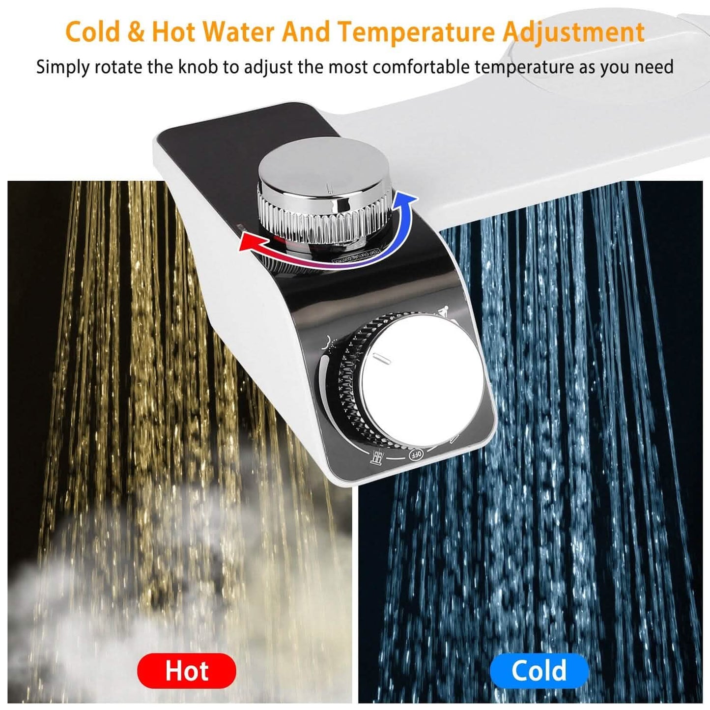 Bidet Attachment Non-Electric Fresh Water Sprayer with Self Cleaning Dual Nozzle