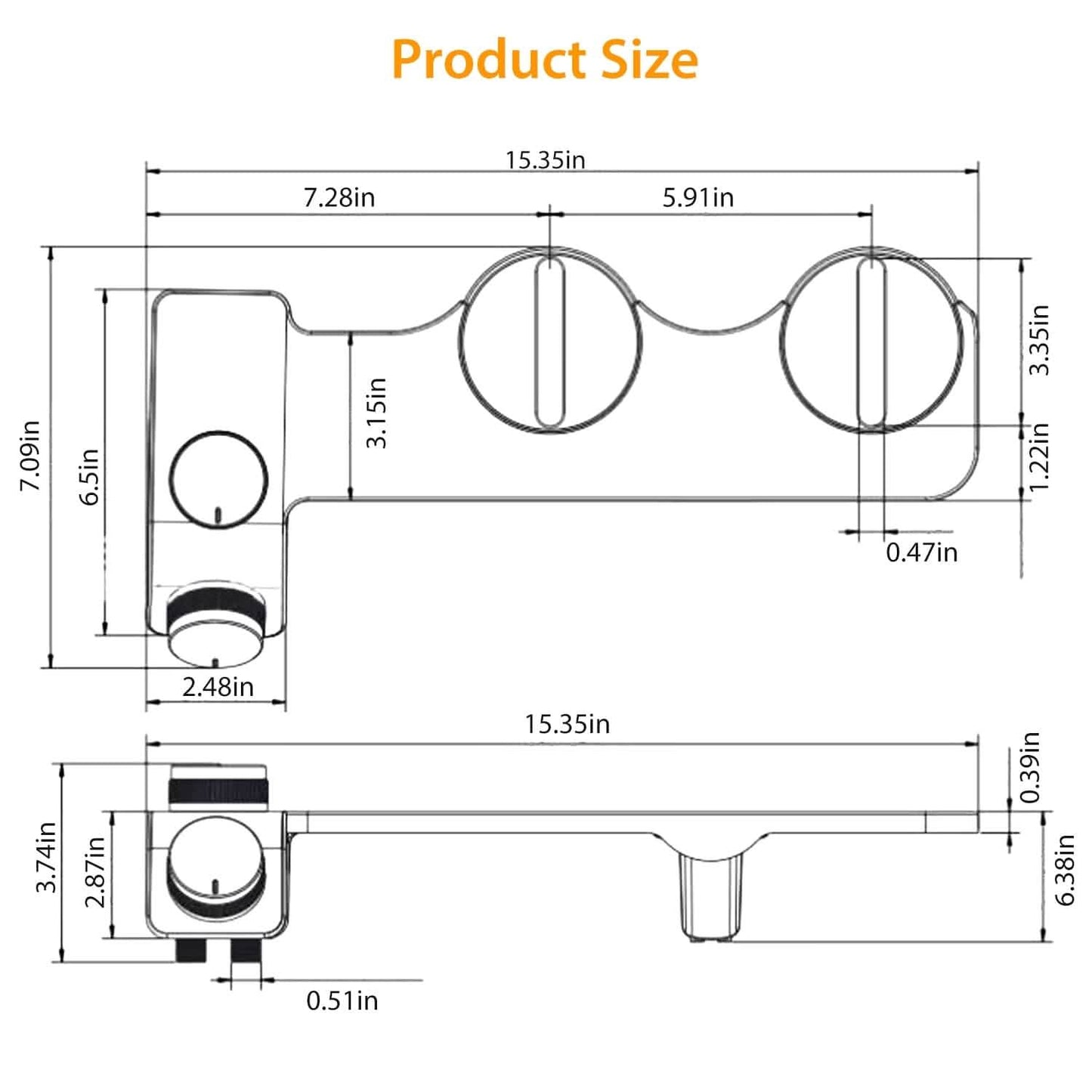 Bidet Attachment Non-Electric Fresh Water Sprayer with Self Cleaning Dual Nozzle