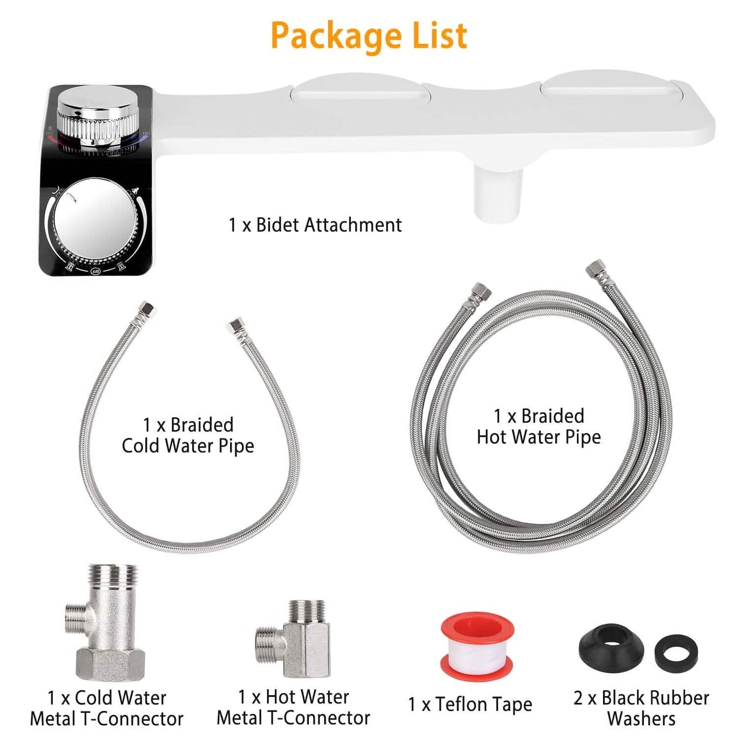 Bidet Attachment Non-Electric Fresh Water Sprayer with Self Cleaning Dual Nozzle