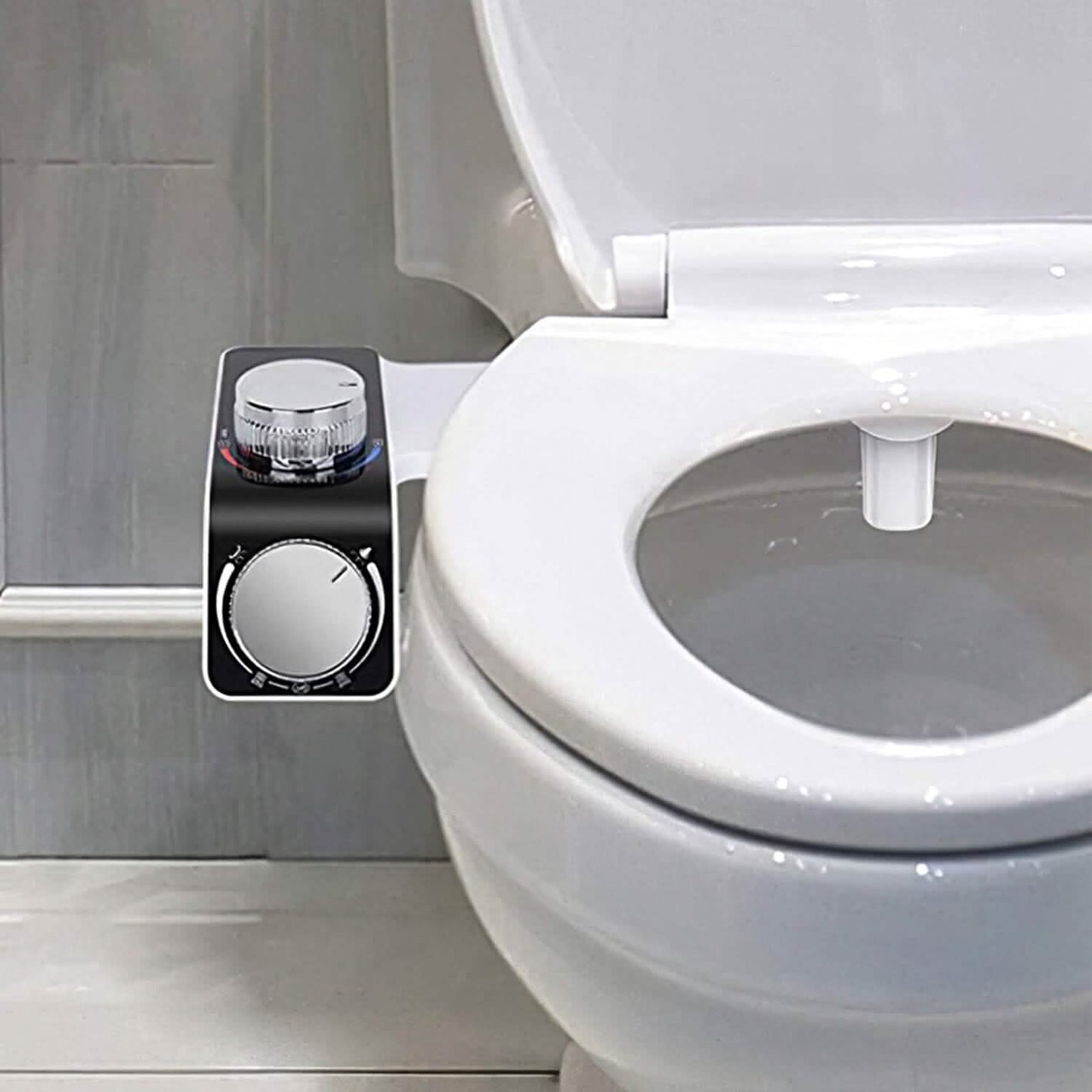 Bidet Attachment Non-Electric Fresh Water Sprayer with Self Cleaning Dual Nozzle