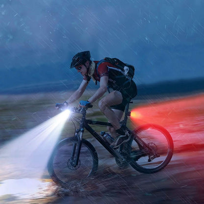 Bike Headlight TailLight IP65 Waterproof Anti-Drop Rechargeable Bicycle Light Set