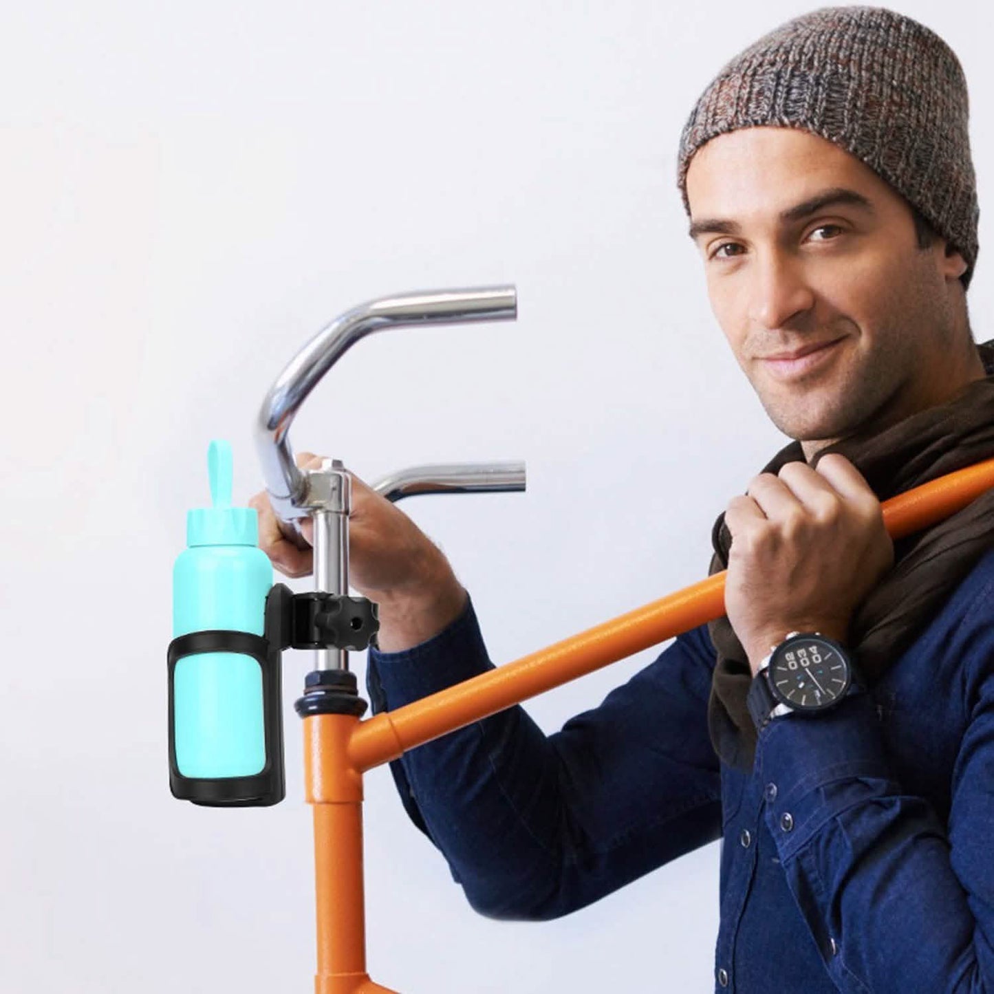Bike Water Bottle Holder 360° Rotating Drink Cup Cage