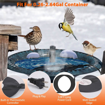 Bird Bath Deicer Outdoor Winter Water Heater Thermostatically Controlled
