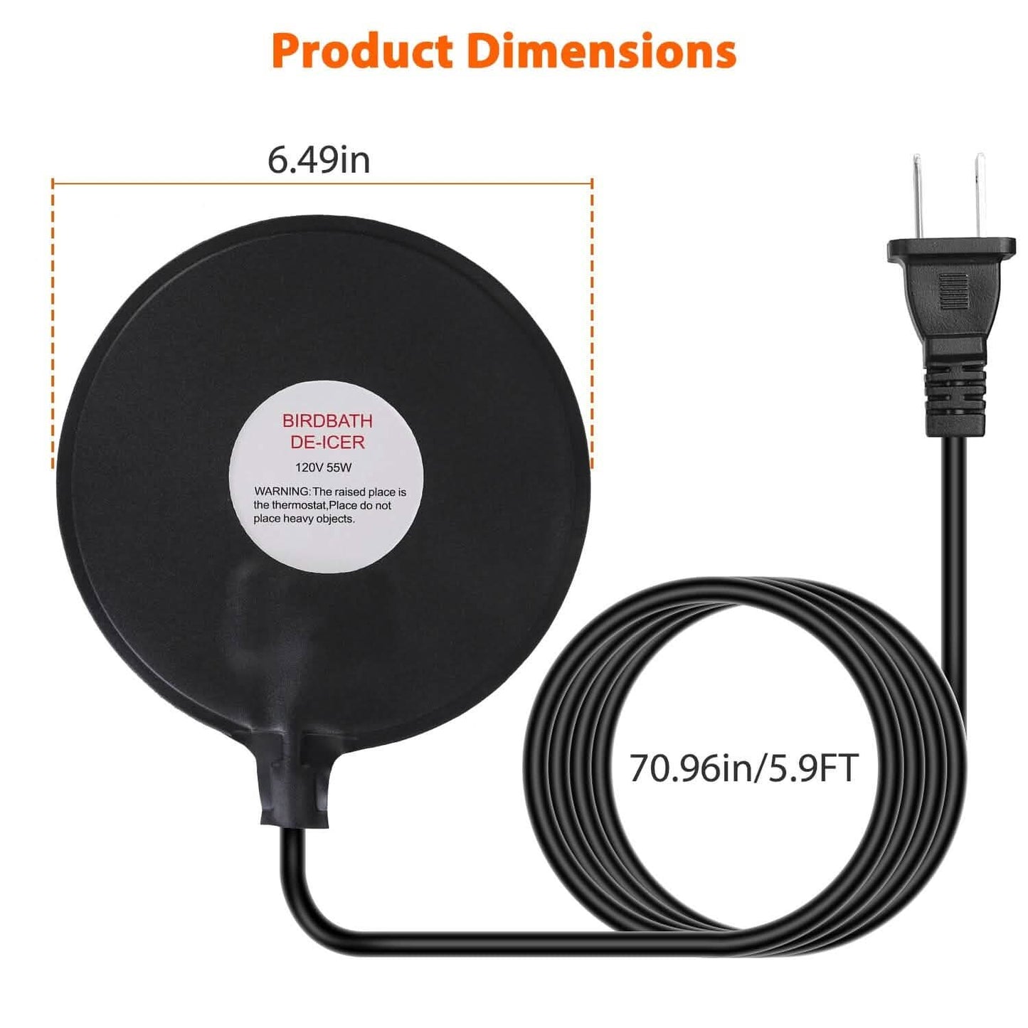 Bird Bath Deicer Outdoor Winter Water Heater Thermostatically Controlled