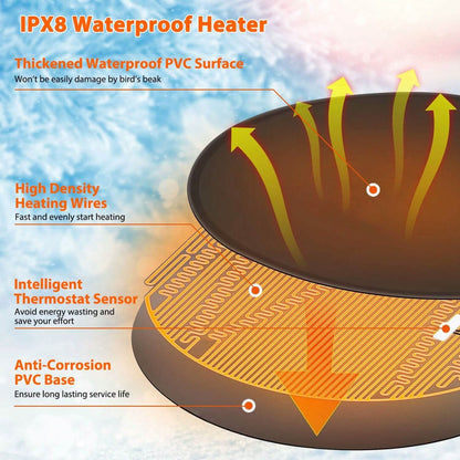 Bird Bath Deicer Outdoor Winter Water Heater Thermostatically Controlled
