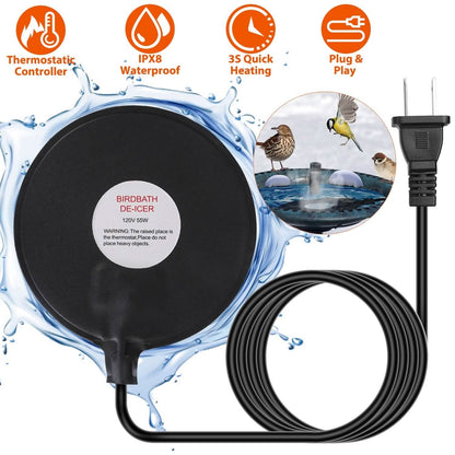 Bird Bath Deicer Outdoor Winter Water Heater Thermostatically Controlled