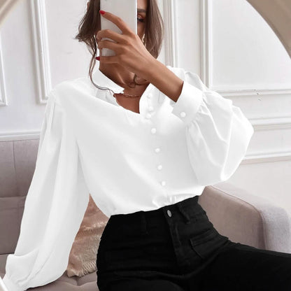Bishop Sleeve Button Up Blouse