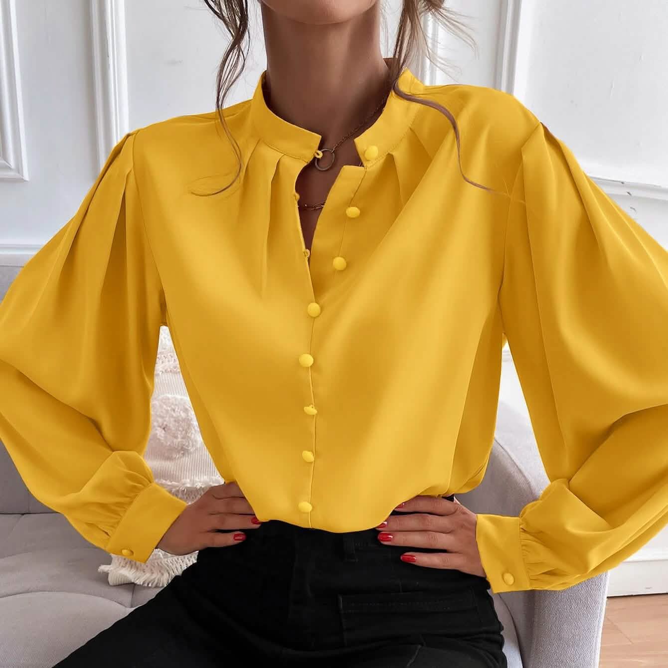 Bishop Sleeve Button Up Blouse