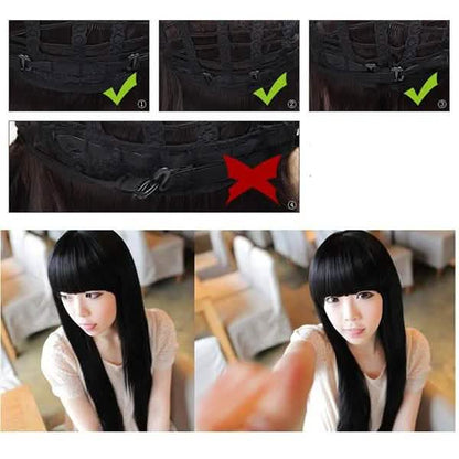 Black Long Straight Full Hair Wig Cosplay