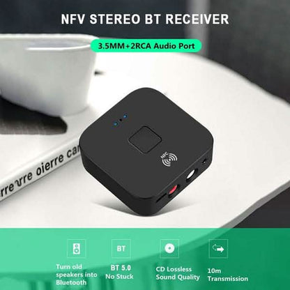 Black Wireless Bluetooth Receiver 5.0 aptX LL RCA NFC 3.5mm Jack Aux Audio Adapter