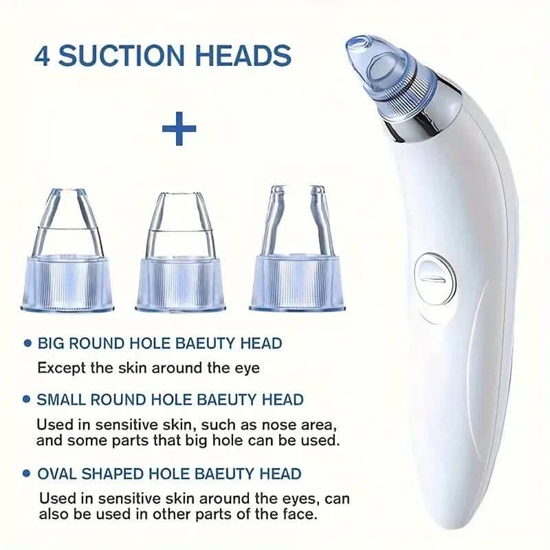 Blackhead Vacuum Remover, Powerful Portable Facial Pore Cleaner With 4 Probes
