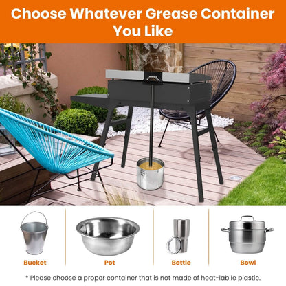 Blackstone Griddle Grease Catcher with  Heat Resistant Hose Stainless Steel