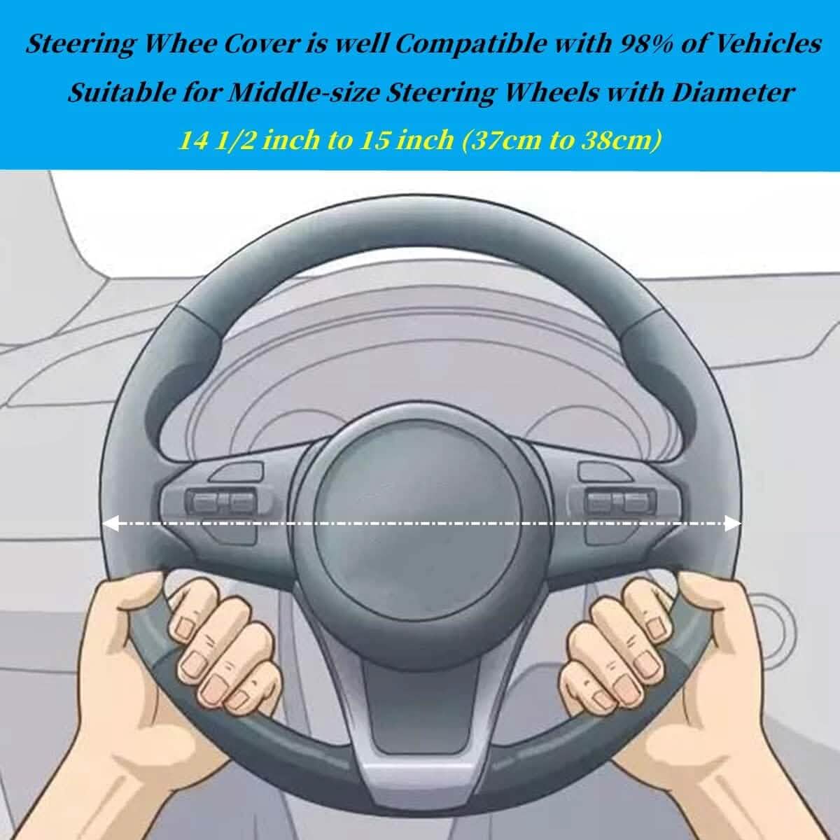 Bling Soft Leather Car Steering Wheel Cover Non-Slip Heat And Cold Protector