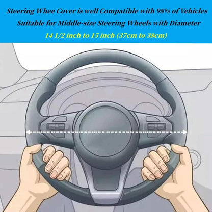 Bling Soft Leather Car Steering Wheel Cover Non-Slip Heat And Cold Protector