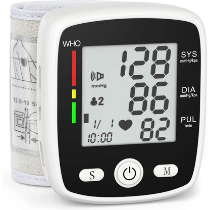 Blood Pressure Monitor Digital Wrist BP Machine Automatic BP Cuff with 2 Users 180 Memory Voice Large LCD Display