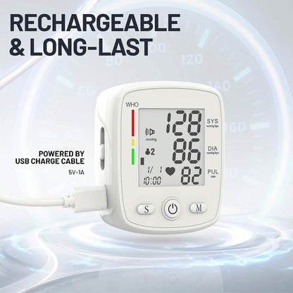 Blood Pressure Monitor Digital Wrist BP Machine Automatic BP Cuff with 2 Users 180 Memory Voice Large LCD Display
