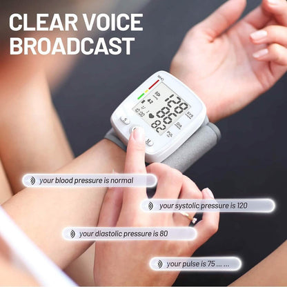 Blood Pressure Monitor Digital Wrist BP Machine Automatic BP Cuff with 2 Users 180 Memory Voice Large LCD Display