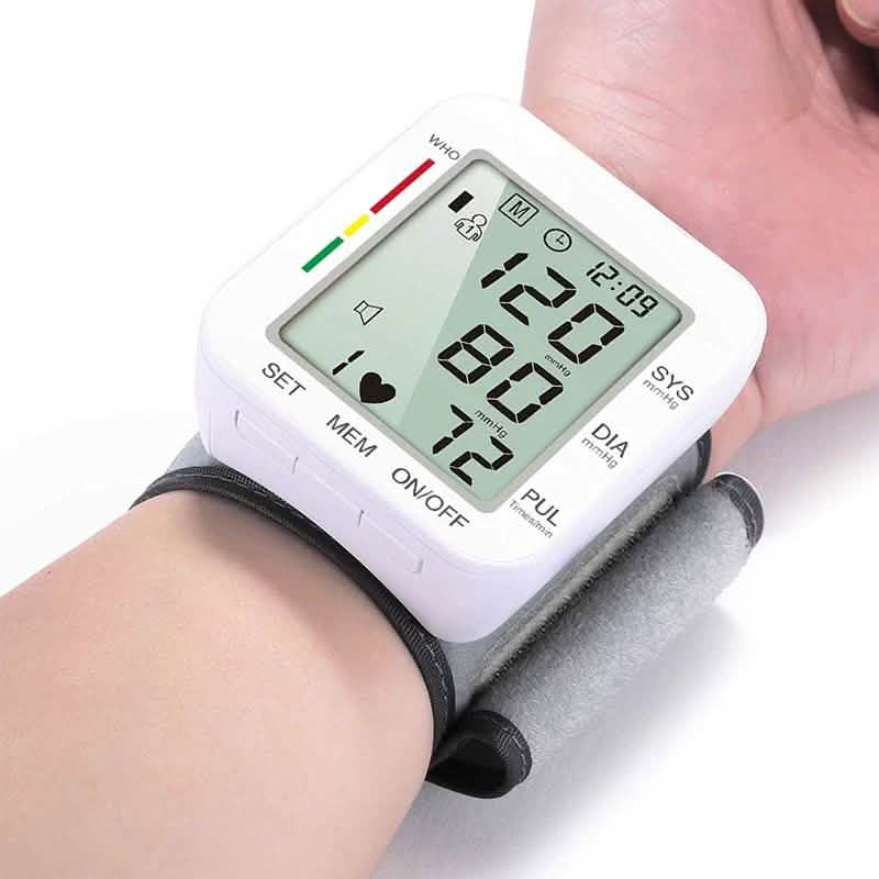 Blood Pressure Monitor Large LCD Display and Adjustable Wrist Cuff
