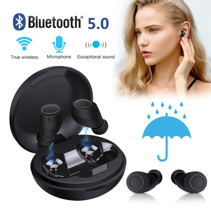 Bluetooth 5.0 Wireless Headset Deep Bass Stereo Earbuds LCD Power Display