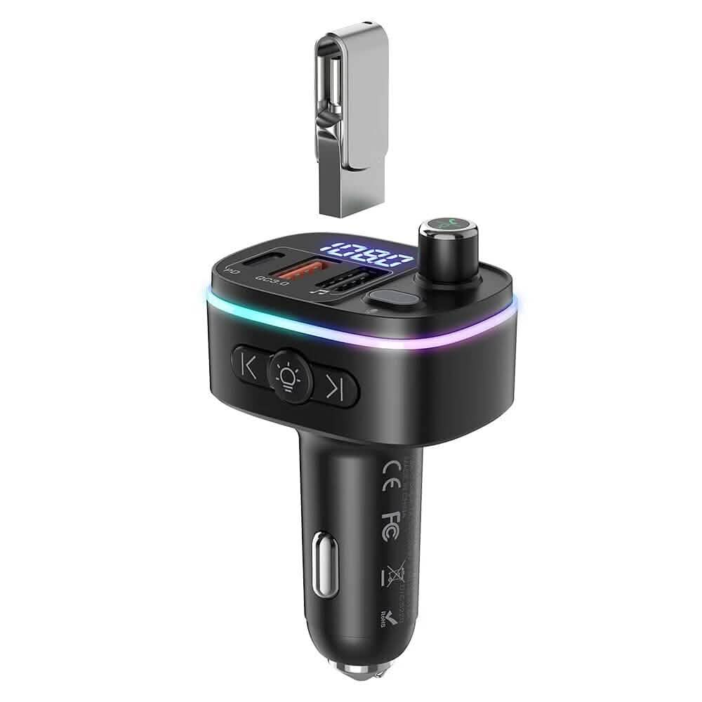 Bluetooth V5.0 FM Transmitter USB Car Charger