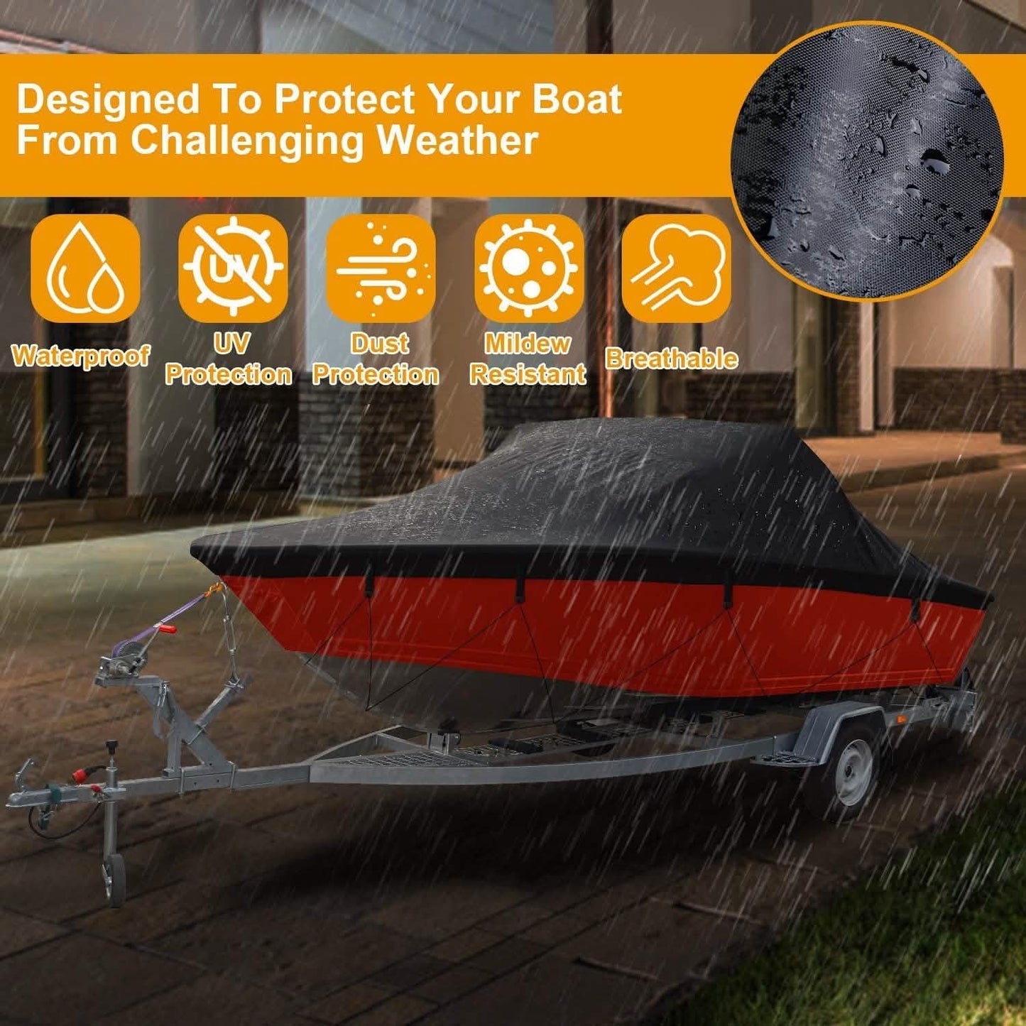 Boat Cover 210D Waterproof Dustproof Trailerable Boat Protector