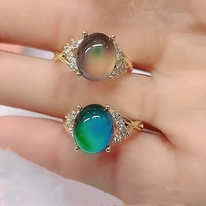 Boho Style Color Changing Mood Stone Cuff Rings