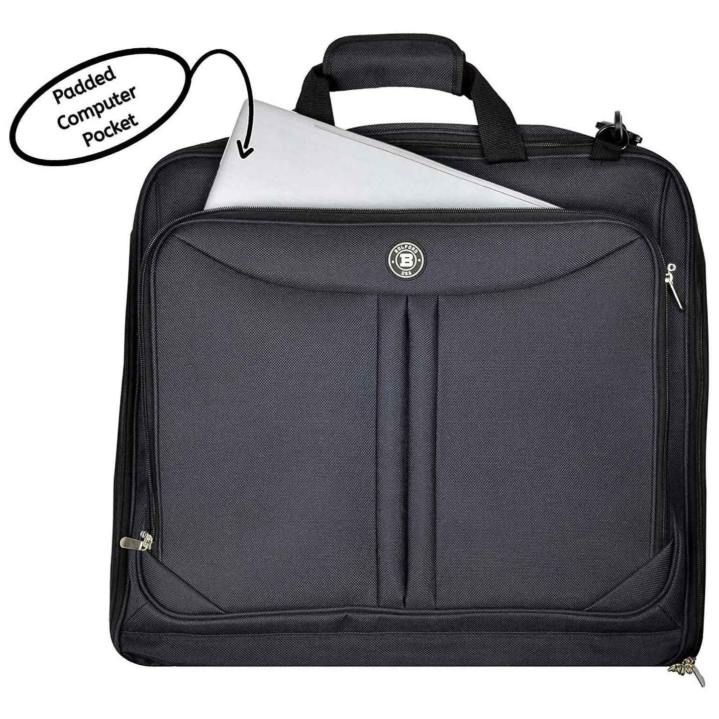 Bolford Travel Garment Bag For Business Trips And Travel With Padded Computer Pocket