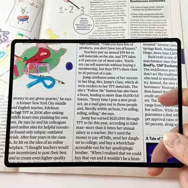Book Page Magnification 180X120mm PVC Magnifier