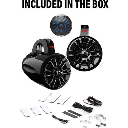 BOSS Audio Systems MG150T.4 Marine ATV UTV Waketower Speakers Gauge Receiver (Built-in 2 CH Amplifier) (Refurbished)