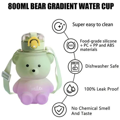 BPA-free Kawaii Bear Straw Water Bottle