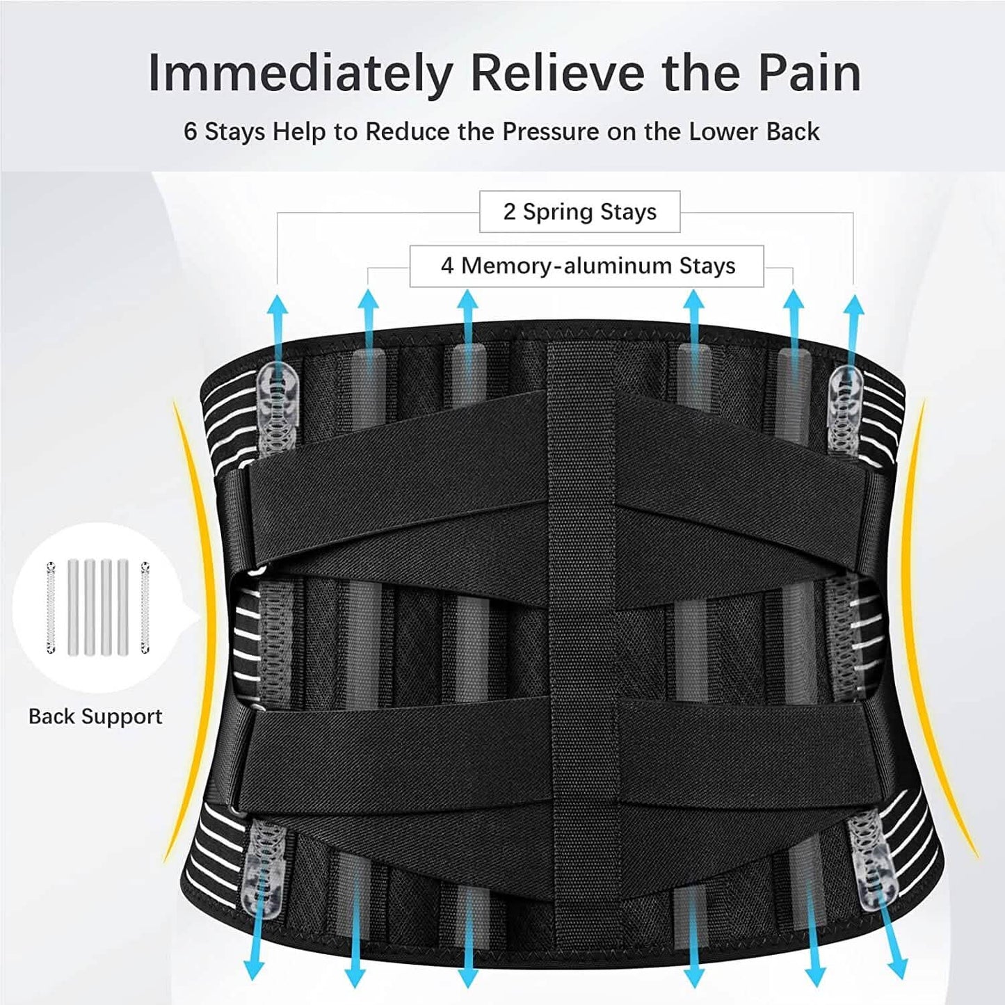 Braces for Lower Back Pain Relief with 6 Stays
